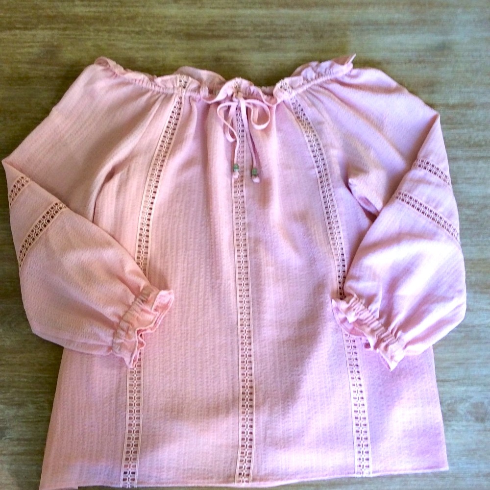Michael Kors Off The Shoulder Crochet  Blouse Pink Small